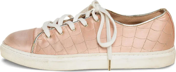 Web-Pattern Satin Sneakers