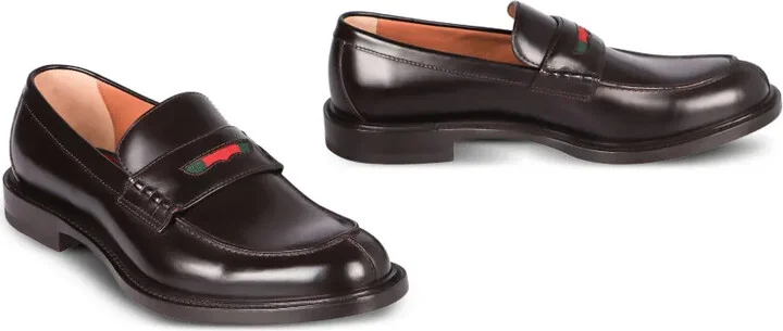 Web-stripe leather loafers - Image 2