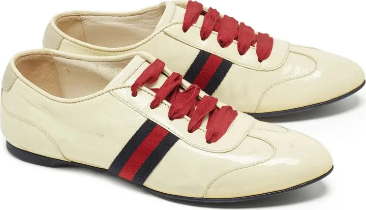 Web-stripe leather sneakers - Image 2