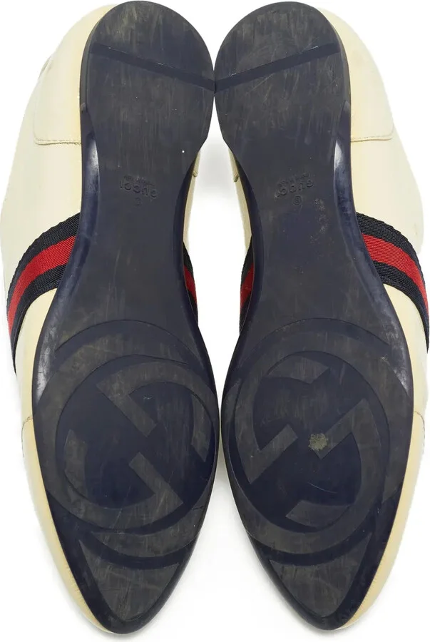 Web-stripe leather sneakers - Image 4