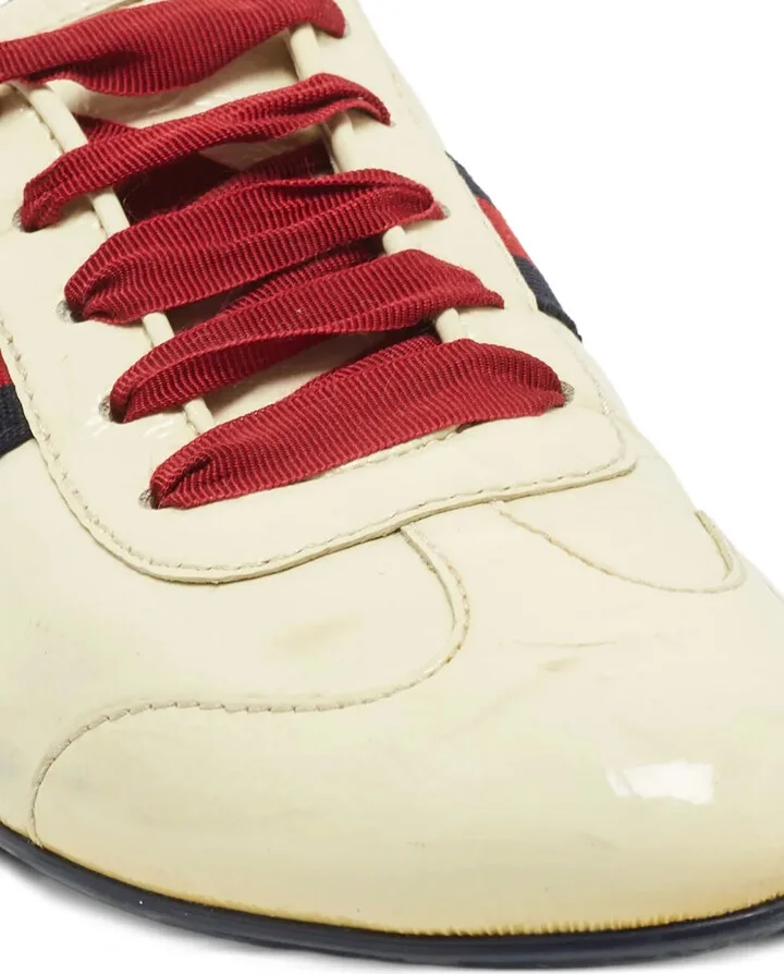 Web-stripe leather sneakers - Image 5