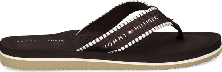 Webbing logo-print flip-flops