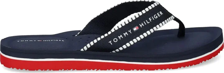 Webbing logo-print flip-flops