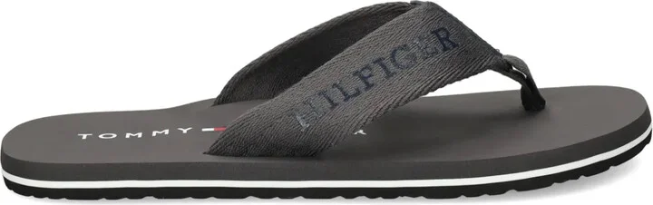 Webbing logo-print flip-flops