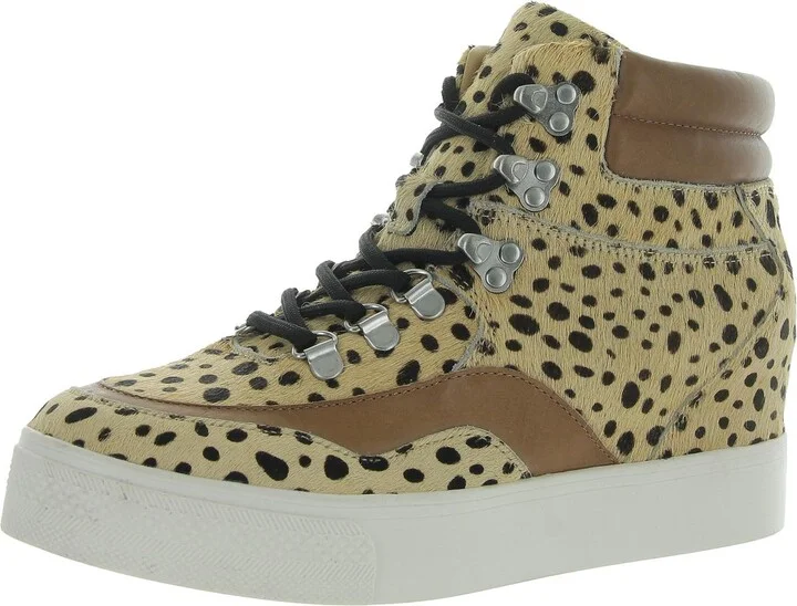 WEBER Womens Leather Calf Hair Casual And Fashion Sneakers