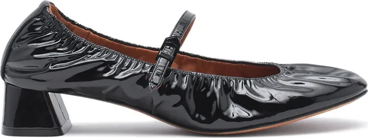 Wedge-Heel Leather Ballerinas