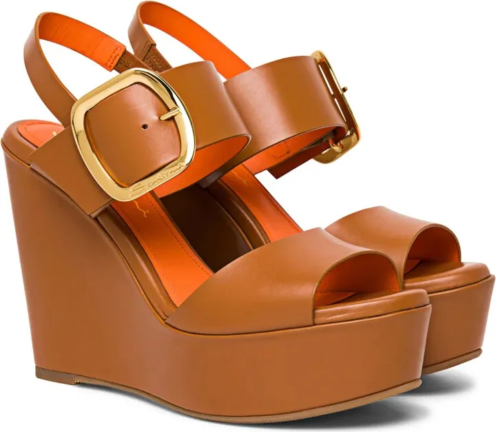 Wedge Leather Sandals - Image 2