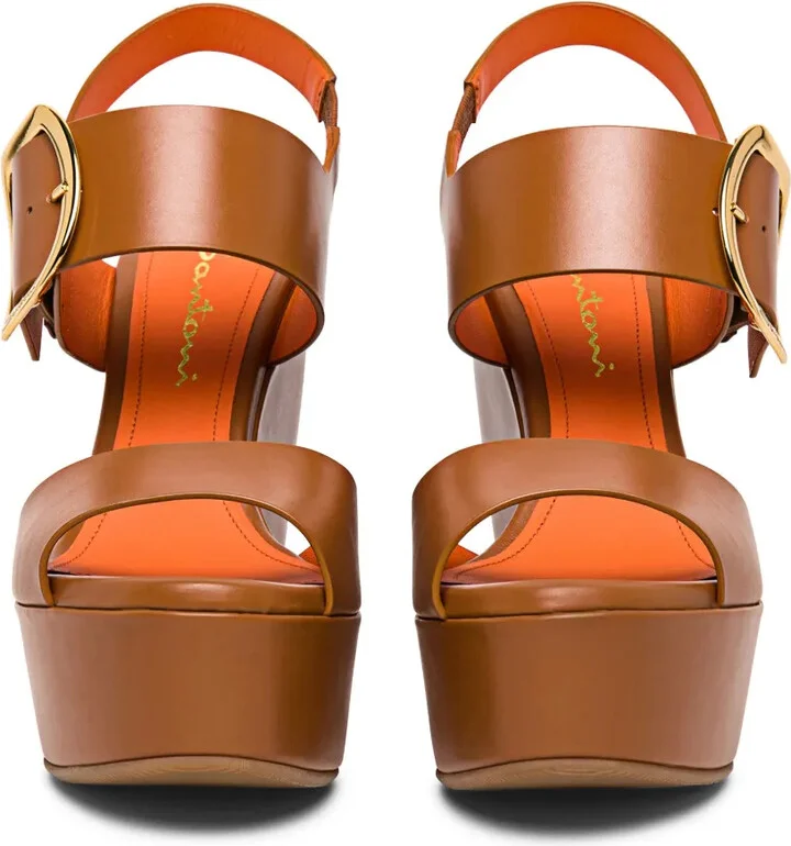 Wedge Leather Sandals - Image 4