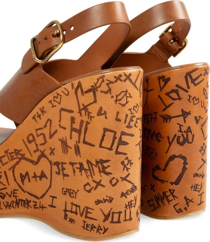 Wedge Leather Sandals - Image 3