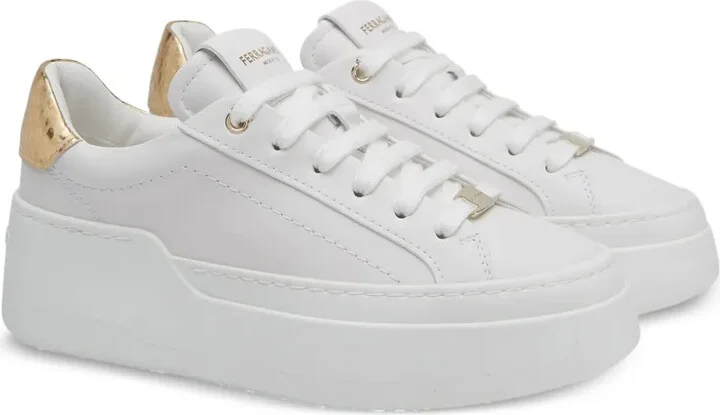 Wedge logo-patch leather sneakers - Image 2