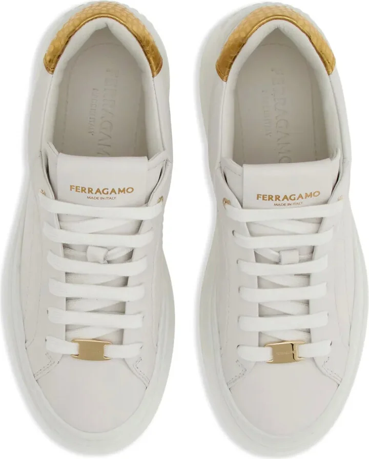 Wedge logo-patch leather sneakers - Image 4