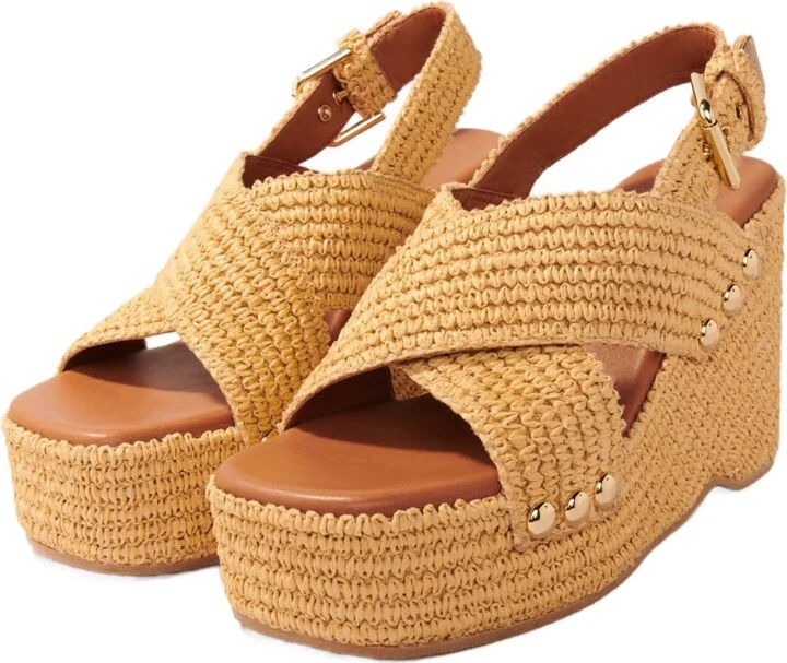 Wedge sandals with raffia effect - Image 2