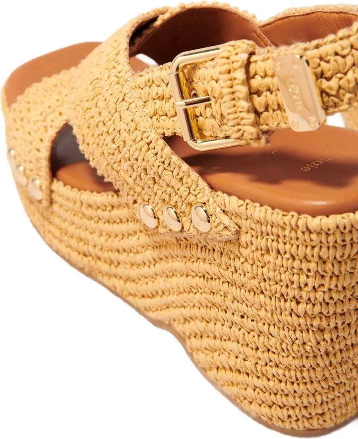 Wedge sandals with raffia effect - Image 5