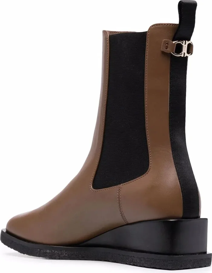 Wedged Leather Ankle Boots - Image 3