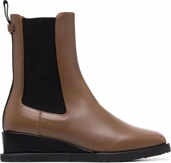 Wedged Leather Ankle Boots
