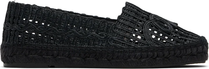 Weekend Max Mara Black Raffia-Effect Espadrilles