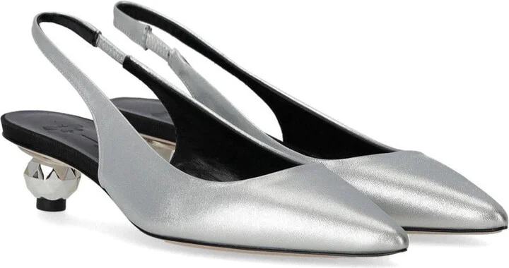 Weekend Max Mara Gallico Silver Slingback Pumps - Image 2