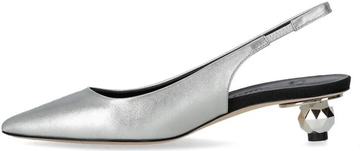 Weekend Max Mara Gallico Silver Slingback Pumps - Image 3
