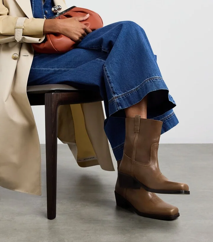 Weekend Max Mara Leather Heeled Ankle Boots 40 - Image 2