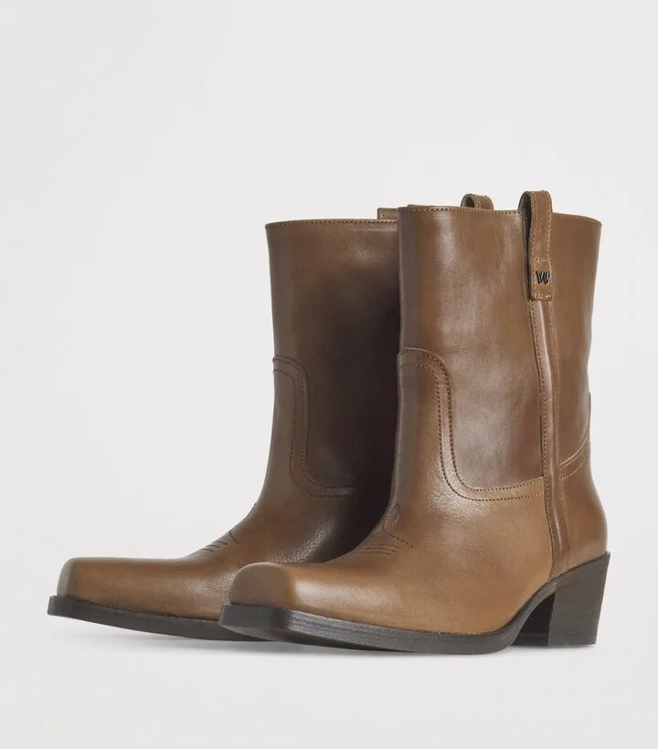 Weekend Max Mara Leather Heeled Ankle Boots 40 - Image 3
