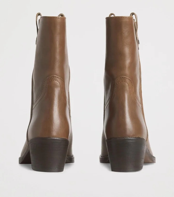 Weekend Max Mara Leather Heeled Ankle Boots 40 - Image 4