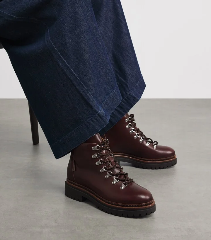 Weekend Max Mara Leather Lace-Up Ankle Boots - Image 2