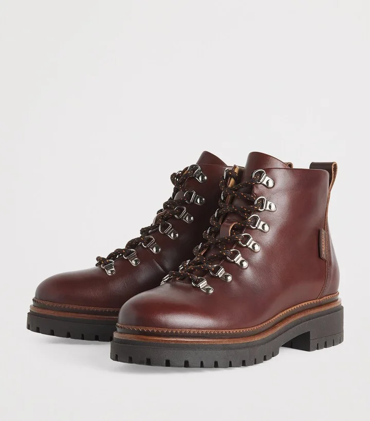 Weekend Max Mara Leather Lace-Up Ankle Boots - Image 3