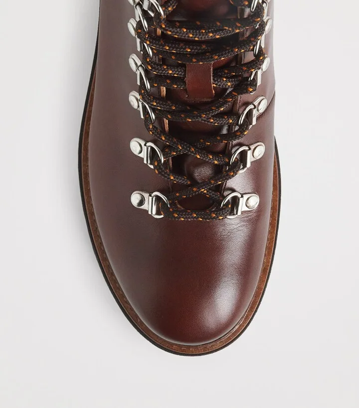 Weekend Max Mara Leather Lace-Up Ankle Boots - Image 5