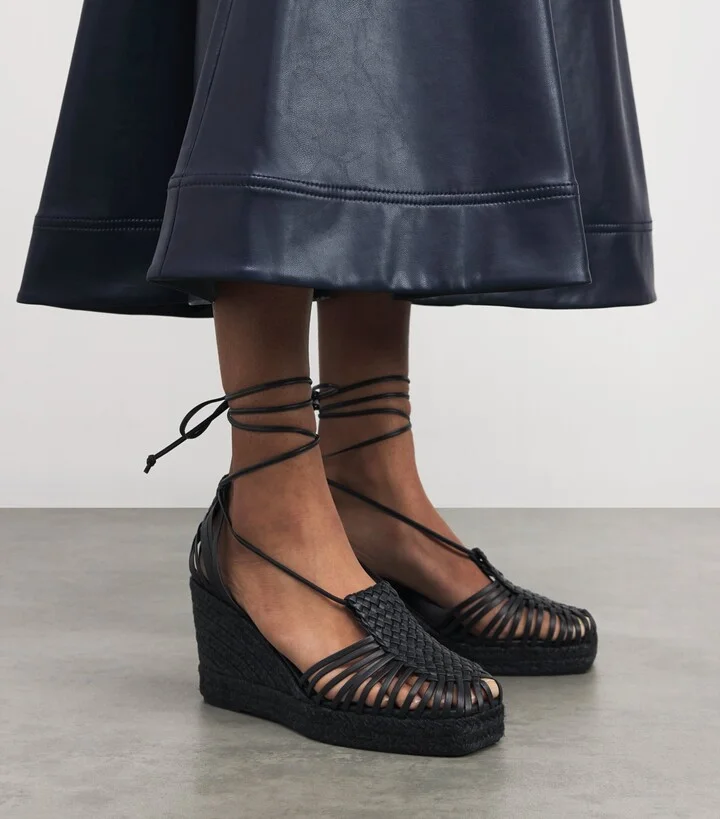 Weekend Max Mara Leather Wedge Sandals 60 - Image 2
