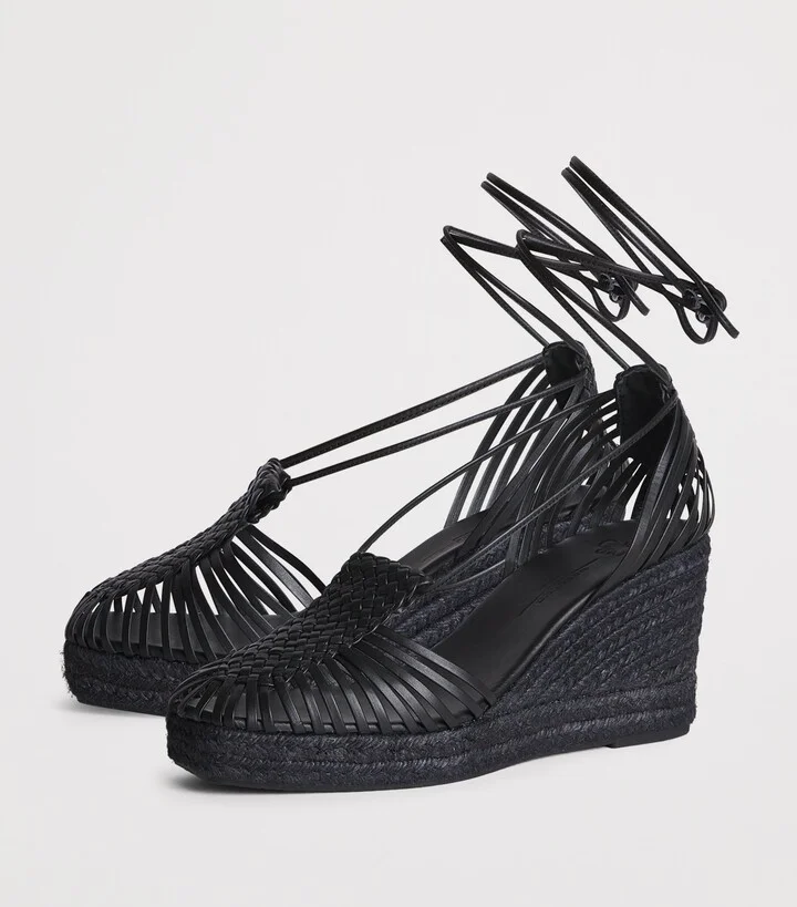 Weekend Max Mara Leather Wedge Sandals 60 - Image 3