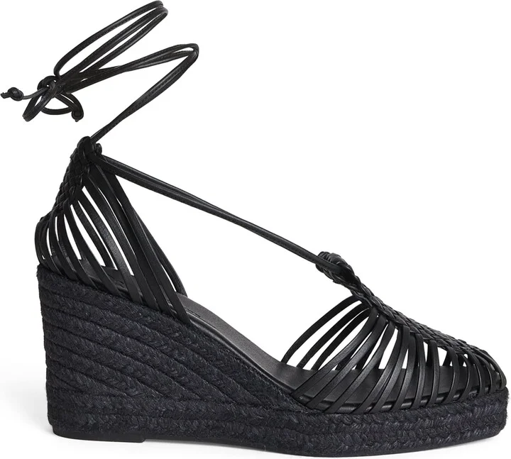 Weekend Max Mara Leather Wedge Sandals 60