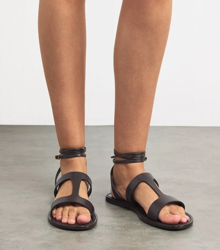 Weekend Max Mara Leather Wrap-Around Sandals - Image 2