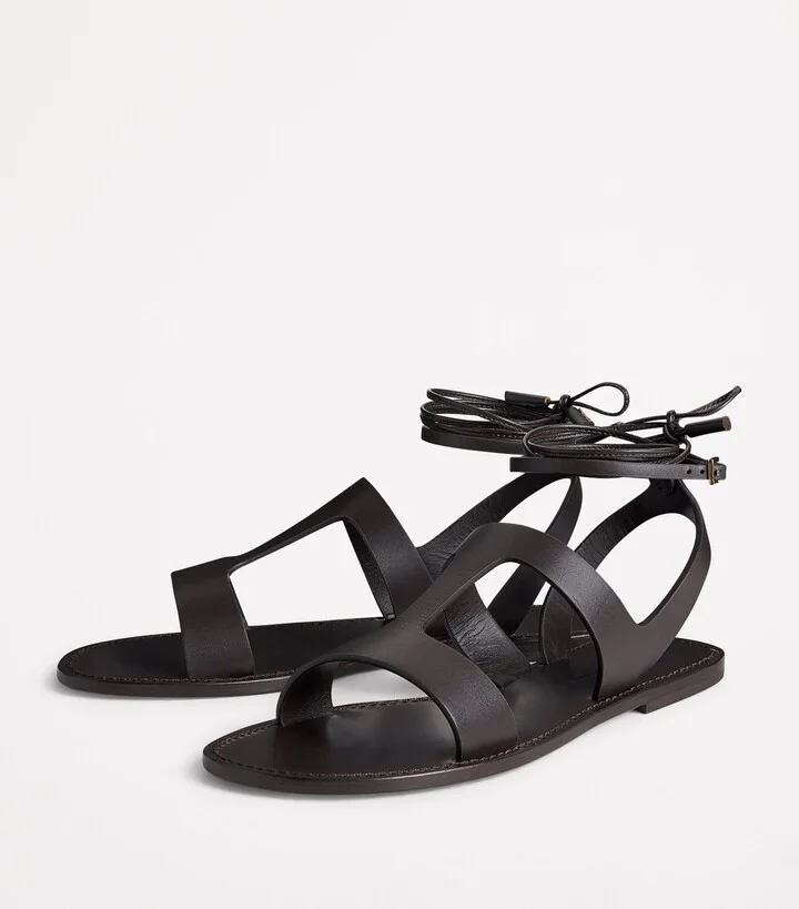 Weekend Max Mara Leather Wrap-Around Sandals - Image 3