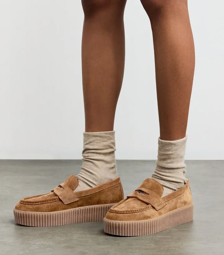Weekend Max Mara Suede Knurl-Textured Moccasins - Image 2