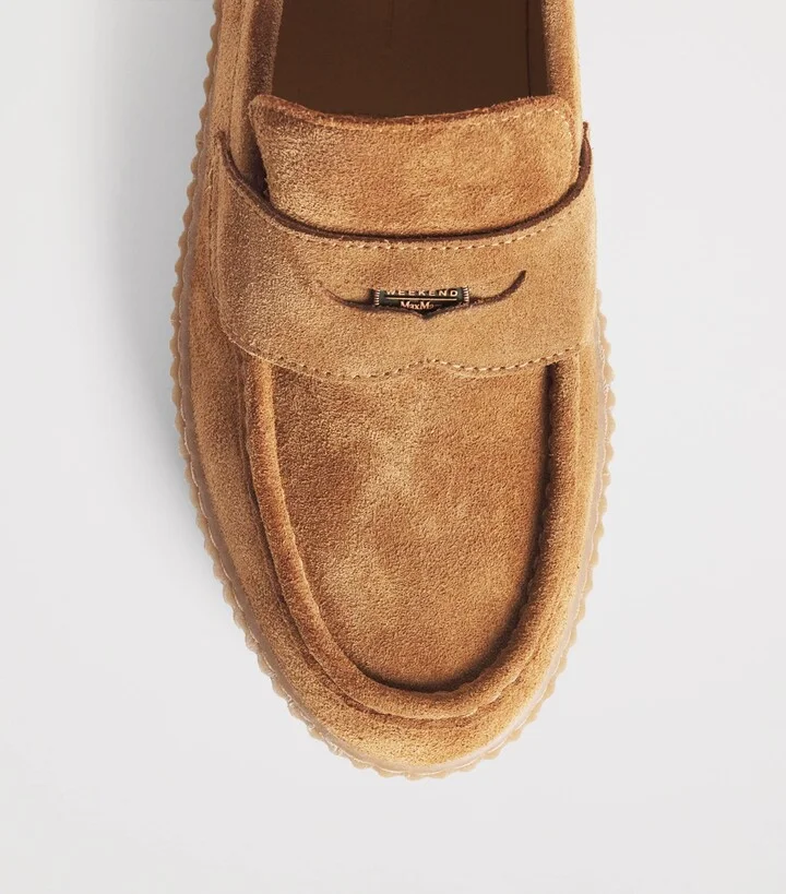 Weekend Max Mara Suede Knurl-Textured Moccasins - Image 5