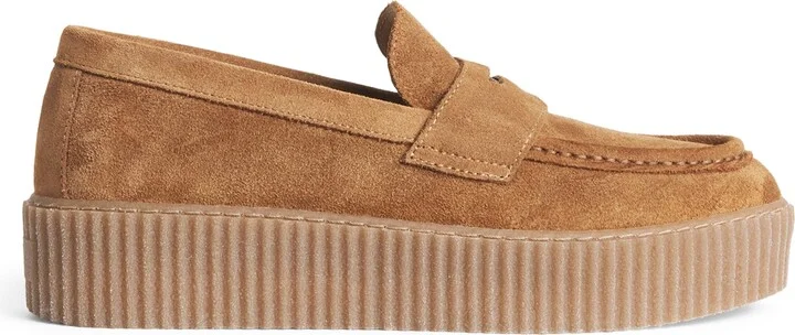 Weekend Max Mara Suede Knurl-Textured Moccasins