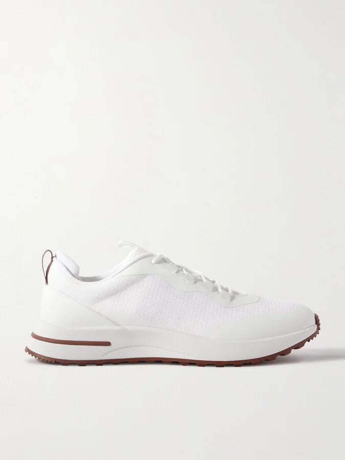 Weekend Walk Leather-Trimmed Mesh Sneakers