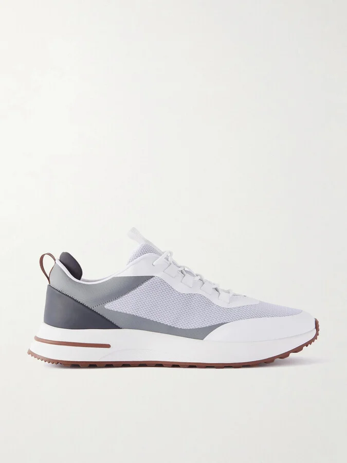 Weekend Walk Leather-Trimmed Mesh Sneakers