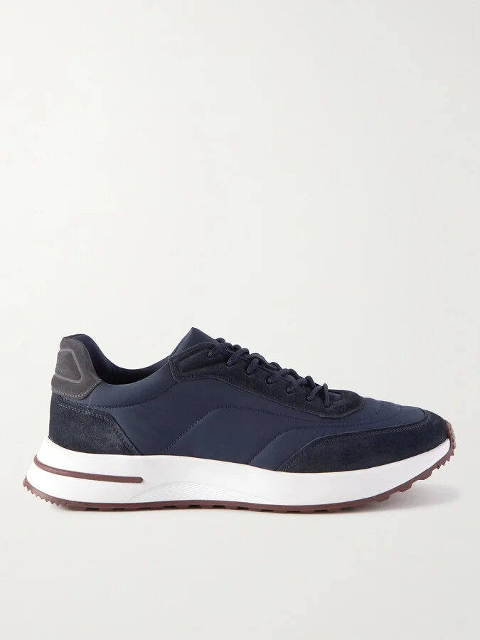 Weekend Walk Suede-Trimmed Shell Sneakers