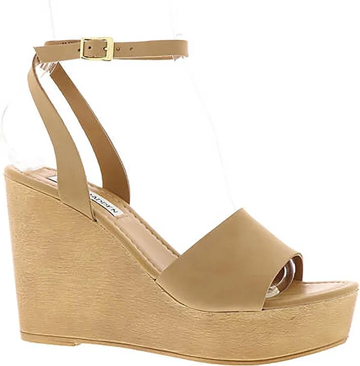 Welsh Womens Leather Buckle Wedge Heels