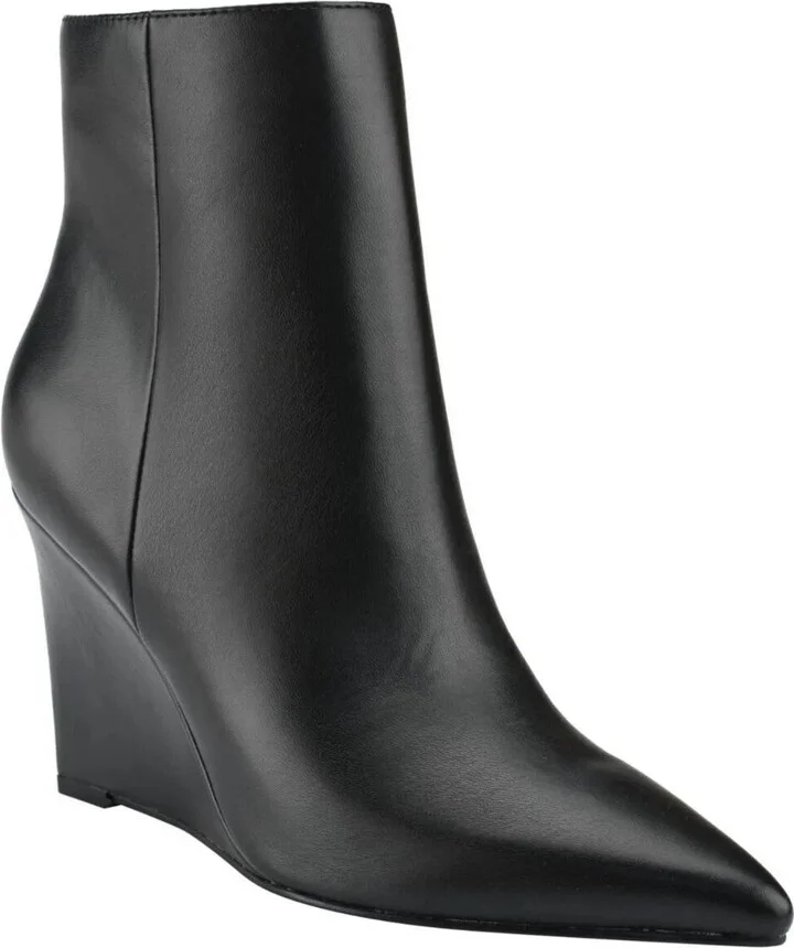 Wendel 2 Boots Women's Black Faux Leather Wedge Heel Bootie ZPO3493 (Black,9)