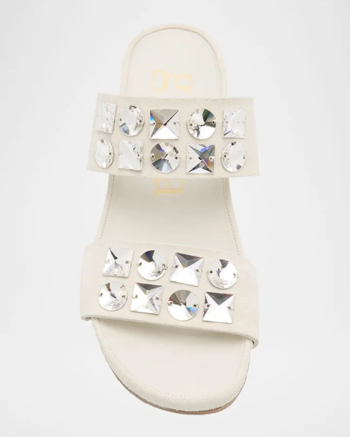 Wendy Demi-Wedge Swarovski Suede Sandals - Image 3