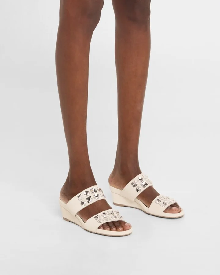 Wendy Demi-Wedge Swarovski Suede Sandals - Image 4
