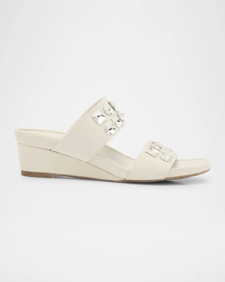 Wendy Demi-Wedge Swarovski Suede Sandals