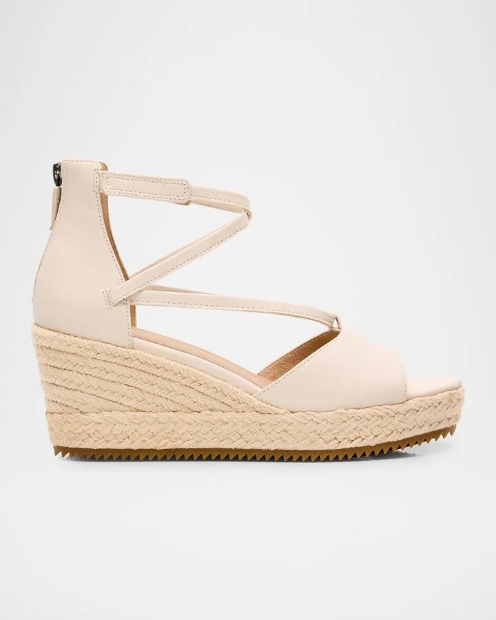 Wesson Leather Ankle-Strap Wedge Espadrilles