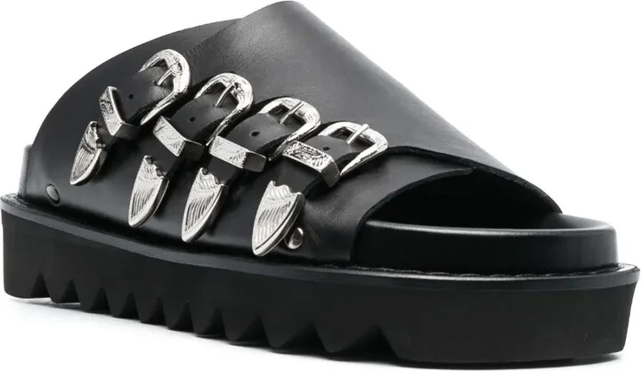 Western-Buckle Leather Slides - Image 2