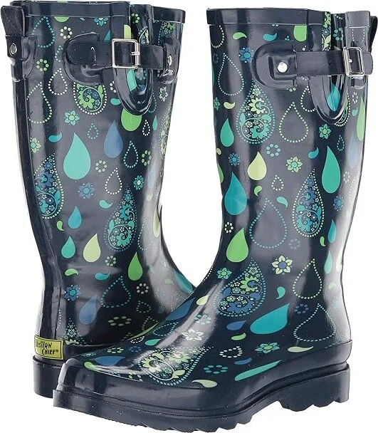 Western Chief Printed Tall Rain Boot Women's Rain Boots Pouring Paisley : 9 M, Rubber