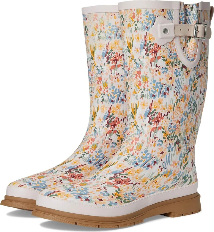 Western Chief Tall Rain Boot - Boots for Women - Round Toe - Adjustable Buckle - Rugged Rubber Lug Outsole Painted Garden 6 M
