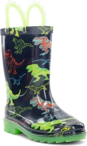 Western Chief Toddler Dino Soar Rain Boots - Navy Blue : Waterproof, Light Up, Pull-On