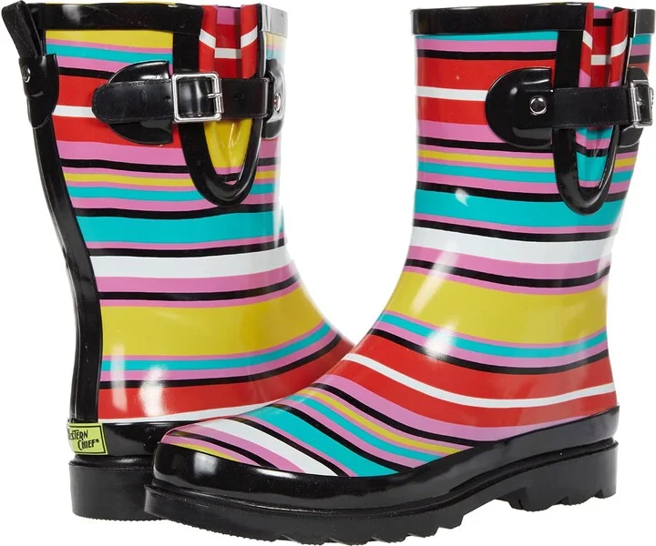 Western Chief Waterproof Mid Rain Boot Solstice Stripe 6 M